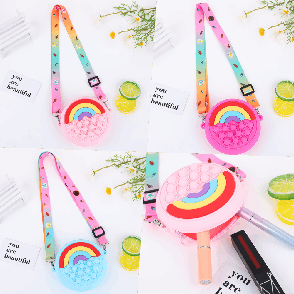 Túi Pop it 2 mặt hình Cầu vồng dễ thương