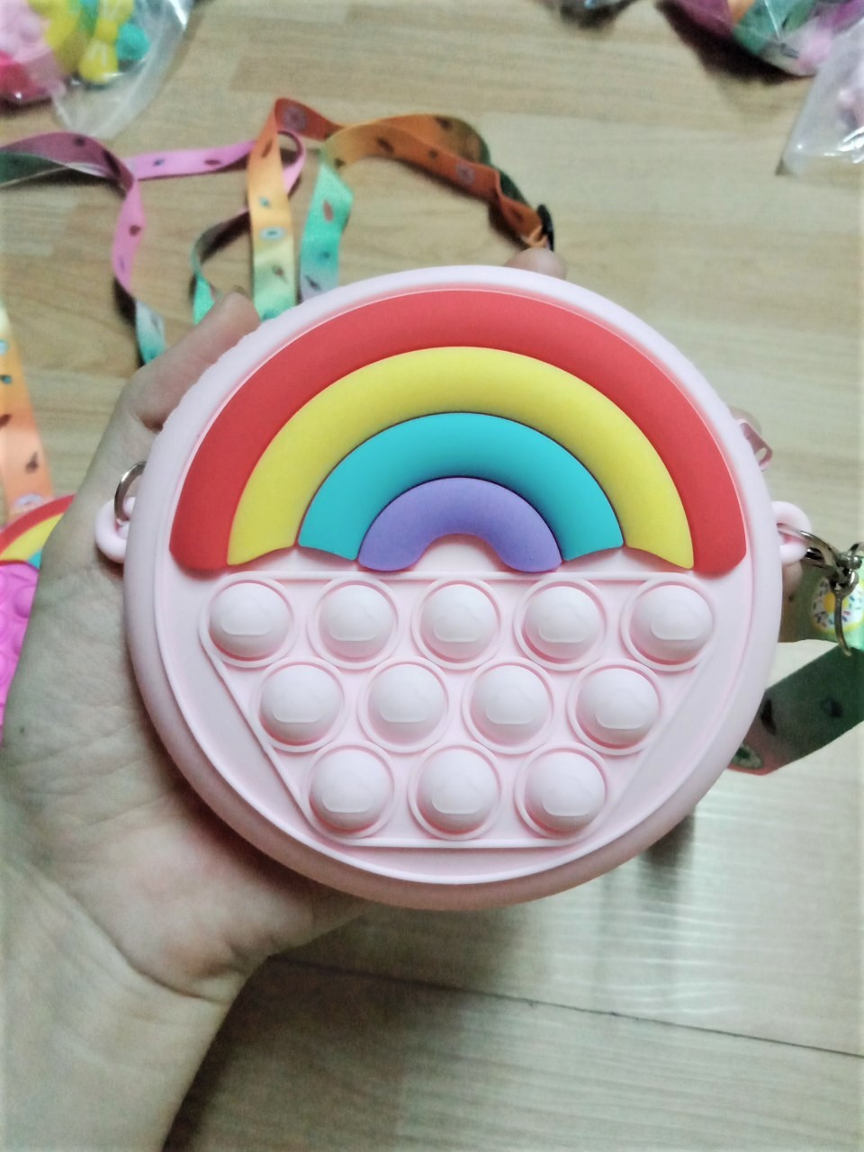 Túi Pop it 2 mặt hình Cầu vồng dễ thương