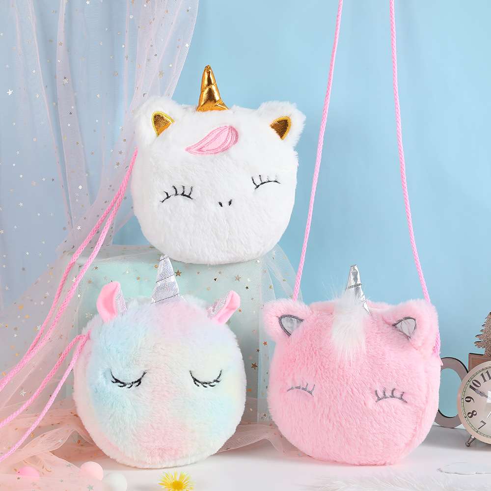Túi Lông Đeo Chéo Hình Kỳ Lân Cho Bé