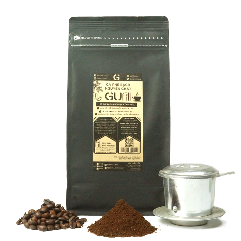 Cà phê nguyên chất GUfill - 100% Robusta Đăk Lăk rang mộc - Cà phê sạch