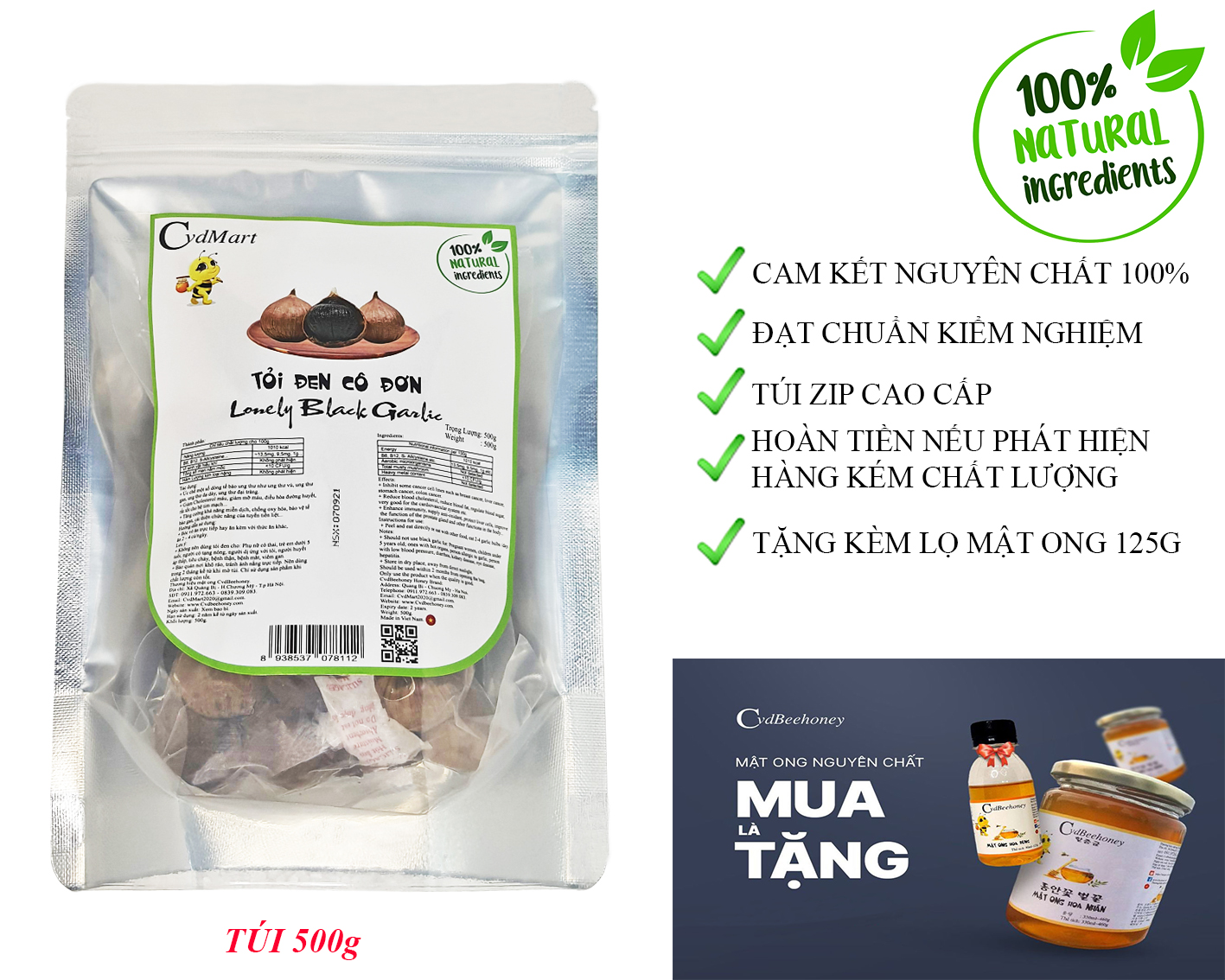 Tỏi đen cô đơn 500g cvdmart