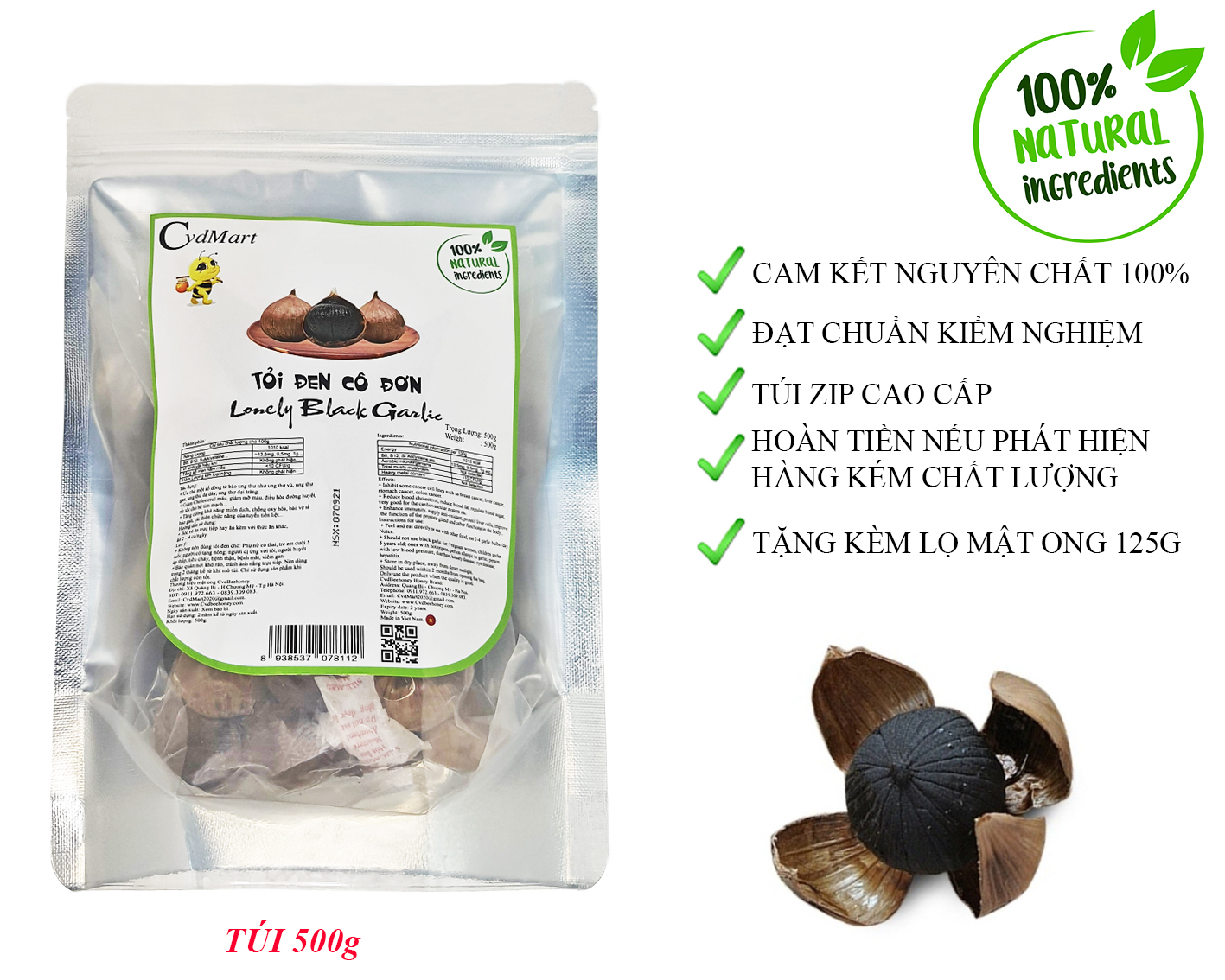 Tỏi Đen Cô Đơn 500g CvdMart